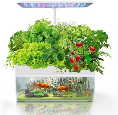 Aquaponic Fish Tank Hydroponic Herb Garden, 12-Pod Kit