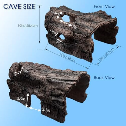 Hoeine Faux Log Cave Shelter for Koi Pond Protection