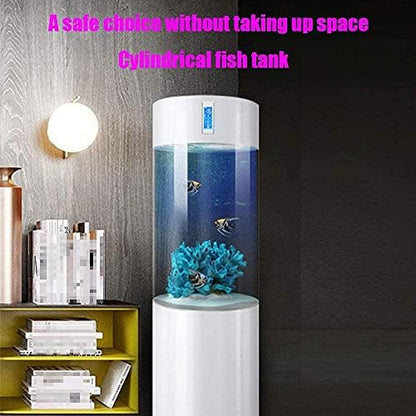 Tall Cylindrical Aquarium with Integrated Ecological Filtration