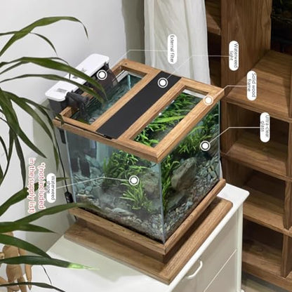 Vintage Wooden Betta Tank with Self-Cleaning Design