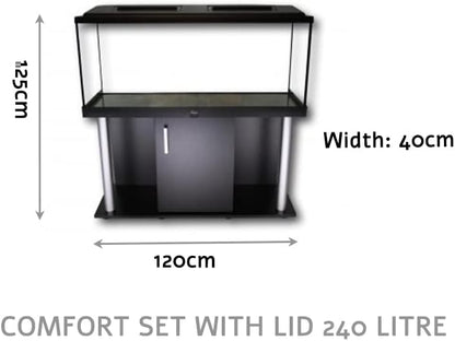 Professional 240L Glass Aquarium with Cabinet and Lid